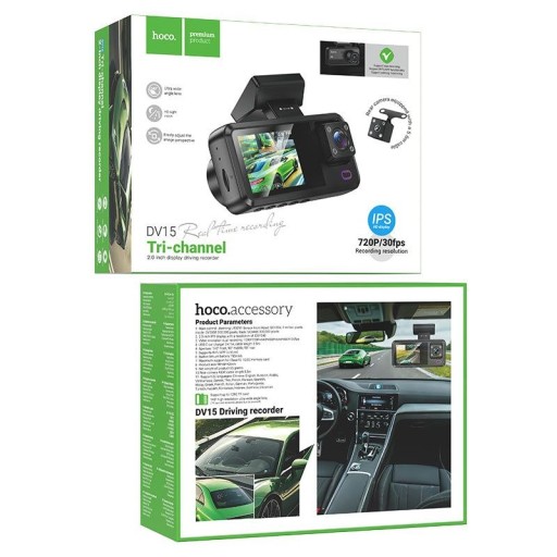 داش كام للسيارة HOCO DV15 ثلاثية القنوات بدقة 720p HOCO DV15 Tri-Channel 720P Driving Recorder