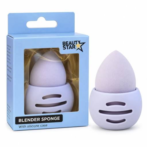 إسفنجة دمج المكياج  مع حافظة سيليكون Beauty Star Blender Sponge with Silicone Case