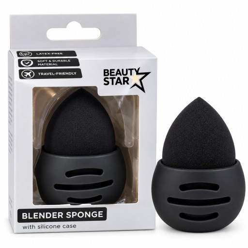 إسفنجة دمج المكياج مع حافظة سيليكون Beauty Star Blender Sponge with Silicone Case