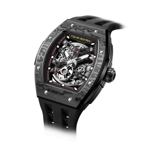 تسار بومبا Elemental TB8228CF – ساعة أوتوماتيك هيكلية بإطار ألياف الكربون TSAR BOMBA Elemental TB8228CF – Skeleton Automatic Watch with Carbon Fiber Bezel
