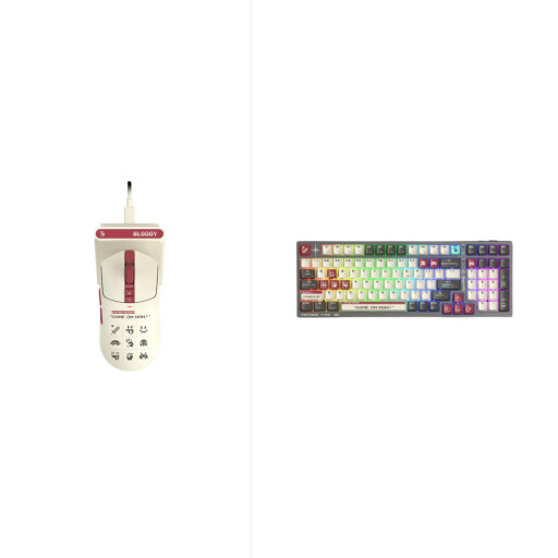 Bloody WS98 Dual-Core 2.4G Wireless , Bluetooth v5.1 , USB wired connection Mechanical Keyboard Pixels Red + Bloody R72 Ultra Duo Pixels Red dual mode wireless gaming mouse Bloody WS98 Dual-Core 2.4G Wireless , Bluetooth v5.1 , USB wired connection Mechan