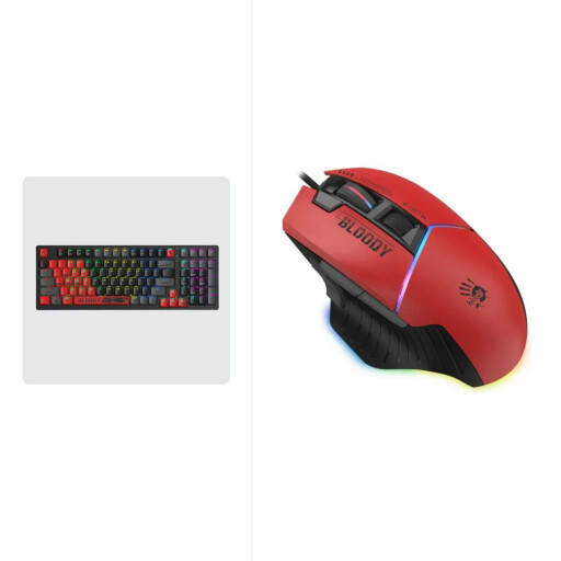 ماوس كيمنك من شركة بلودي W95 MAX RED + Bloody S98 RGB Mechanical Switch Gaming Keyboard BLMS Red Switch Sports Red Bloody W95 Max Sports Red + Bloody S98 RGB Mechanical Switch Gaming Keyboard BLMS Red Switch Sports Red