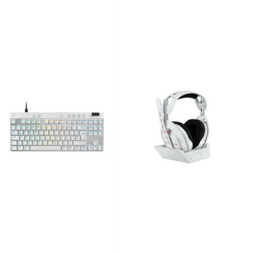 ASTRO A50 X LIGHTSPEED Wireless Gaming Headset and Base Station with PLAYSYNC + لوجتك جي برو تي كي ال ASTRO A50 X LIGHTSPEED Wireless Gaming Headset and Base Station with PLAYSYNC + Logitech G PRO X TKL RAPID White Wired