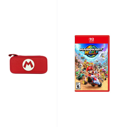 لعبة فيديو - نينتندو سويتش ٢ | ماريو كارت وورلد + حقيبة تخزين EVA لـ Nintendo Switch 2 – إصدار Mario Logo أحمر Video Game - Nintendo Switch 2 | Mario Kart World + EVA Storage Bag for Nintendo Switch 2 – Mario Logo Red Edition