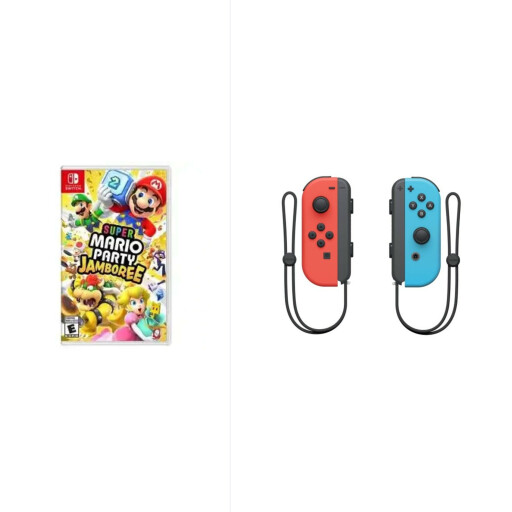 وحدات تحكم Joy-Con لجهاز Nintendo Switch 2 - أحمر وأزرق + لعبة فيديو - نينتندو سويتش  | سوبر ماريو بارتي جامبوري Nintendo Switch / 2 Joy-Con Controllers - Red & Blue + Video Game - Nintendo Switch | Super Mario Party Jamboree