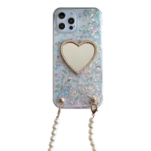 كفر لاجهزة ايفون Glitter iPhone Case with Makeup Heart Mirror