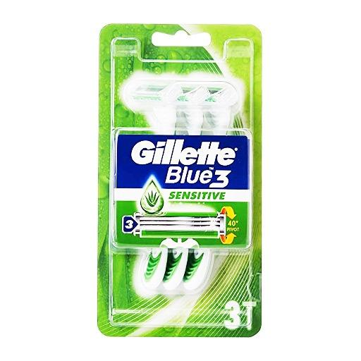سيت شفرات حلاقة يدوية Gillette Sensitive Blue 3 Comfort Sensitive Razor Green 3 Pcs Set