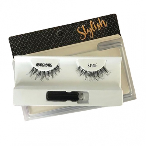 Natural Hair False Lashes In Hong Kong Style with Adhesive Set سيت رموش طبيعية مع لاصق