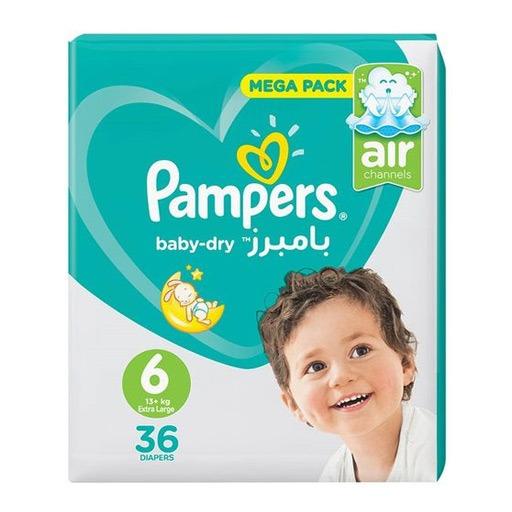 حفاظات أطفال كبيرة رقم Mega Pack Air Channels Baby  Dry XXL Diapers 13 Kg 36 Pcs 6     6