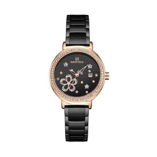 nf5016 Shiny Star Stainless Steel Elegant Quartz Women's Watch ساعة نسائية