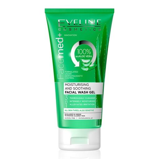 Facemed+ 3in1 Moisturising And Soothing Facial Wash Gel With Aloe Vera All Skin Types Also Sensitive غسول جل للبشرة بخلاصة الالوفيرا