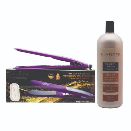 Gold Keratin Treatment with Straightner معالج للشعر المتضرر مع كاوية
