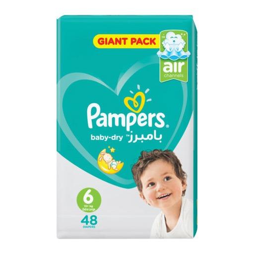 حفاظات أطفال كبيرة  رقم Baby  Dry Giant Pack Extra Large Diapers 13 Kg 48 Pcs 6    XXL  6