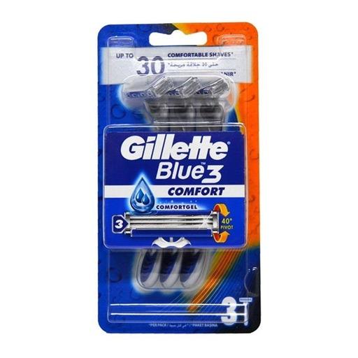 Gillette Blue3 Disposable Shaving Razor with Comfort Gel 3 Pcs Set سيت شفرات حلاقة يدوية