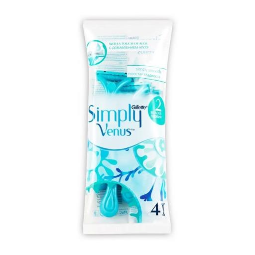 سيت شفرات حلاقة يدوية للنساء بخلاصة الالوفيرا Gillette Simply Venus 2Blade Disposable Razor For Women 4 Pcs Set
