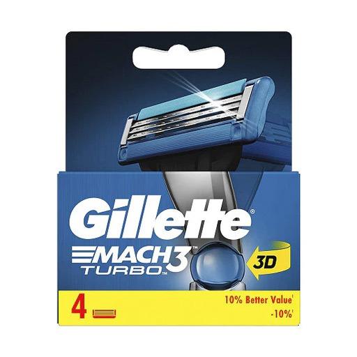 سيت رؤوس شفرة حلاقة Gillette Mach3 Turbo Razor Blades Refill 4 Pcs Set 