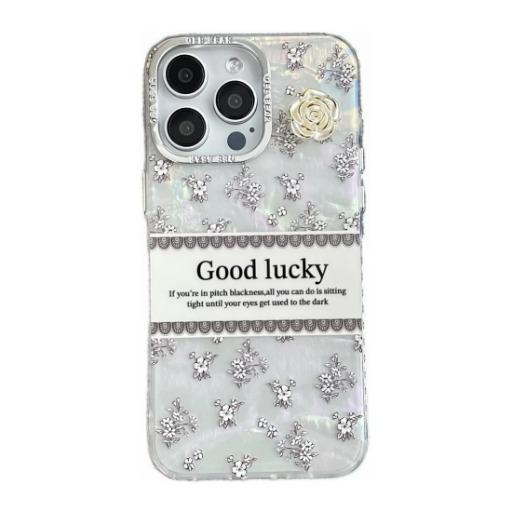 كفر هاتف من الأكريليك الكريستالي لأجهزة الآيفون Luxury Shell Pattern Floral 3D Camellia Phone Case for