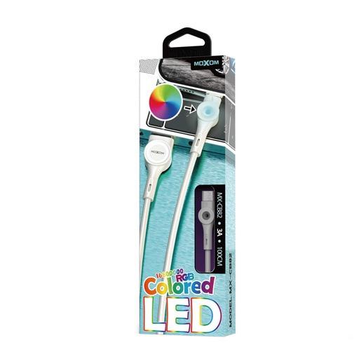 Moxom MX-CB82 USB-A To MicroUSB Colored LED Cable كيبل شحن USB-A الى MicroUSB